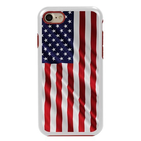 Guard Dog Star Spangled Banner Rugged American Flag Hybrid Phone Case for iPhone 7/8/SE , White
