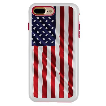 Guard Dog Star Spangled Banner Rugged American Flag Hybrid Phone Case for iPhone 7 Plus / 8 Plus , White
