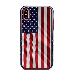 
Guard Dog Star Spangled Banner Rugged American Flag Hybrid Phone Case for iPhone X / XS , Black