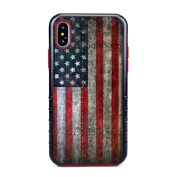 
Guard Dog American Might Rugged American Flag Hybrid Phone Case for iPhone X / XS , Black