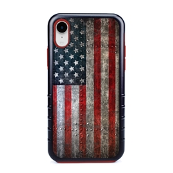 
Guard Dog American Might Rugged American Flag Hybrid Phone Case for iPhone XR , Black