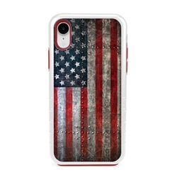 
Guard Dog American Might Rugged American Flag Hybrid Phone Case for iPhone XR , White