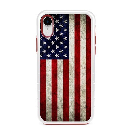 Guard Dog Old Glory Rugged American Flag Hybrid Phone Case for iPhone XR , White
