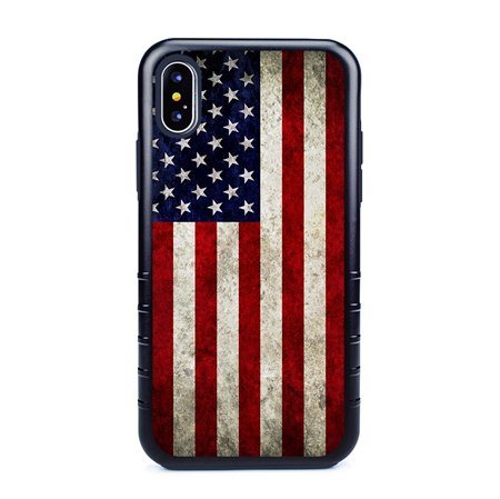 Guard Dog Old Glory Rugged American Flag Hybrid Phone Case for iPhone XS Max , Black
