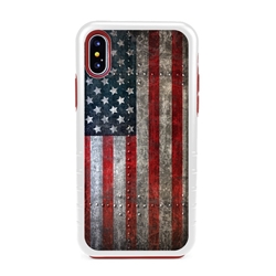 
Guard Dog American Might Rugged American Flag Hybrid Phone Case for iPhone XS Max , White