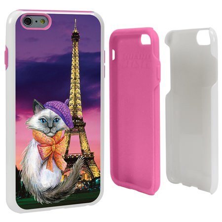 Guard Dog Pierre in Paris Hybrid Phone Case for iPhone 6 Plus / 6s Plus , White with Pink Silicone

