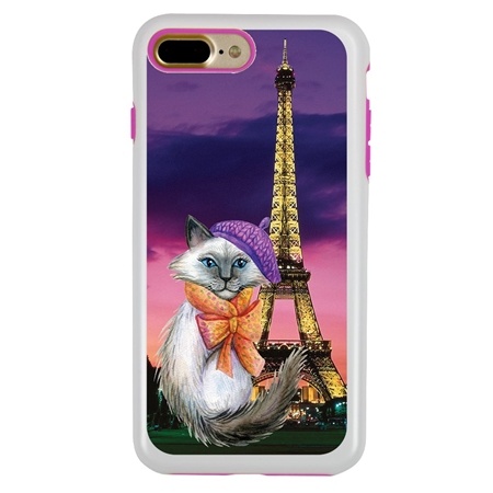 Guard Dog Pierre in Paris Hybrid Phone Case for iPhone 7 Plus / 8 Plus , White with Pink Silicone

