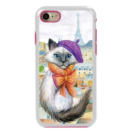 Guard Dog Bonjour Kitty Hybrid Phone Case for iPhone 7/8/SE , White with Pink Silicone
