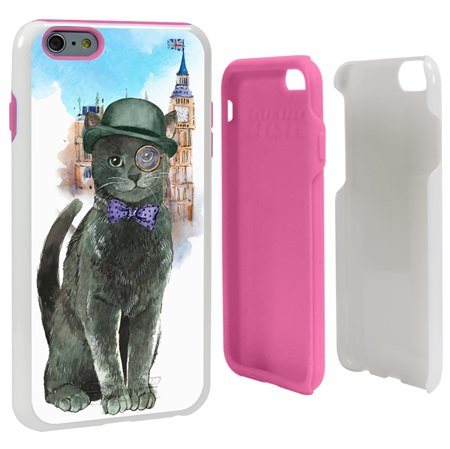 Guard Dog Basil in London Hybrid Phone Case for iPhone 6 Plus / 6s Plus , White with Pink Silicone
