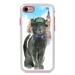 
Guard Dog Basil in London Hybrid Phone Case for iPhone 7/8/SE , White with Pink Silicone