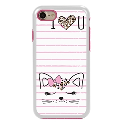 
Guard Dog Flirty Kitty Hybrid Phone Case for iPhone 7/8/SE , White with Pink Silicone
