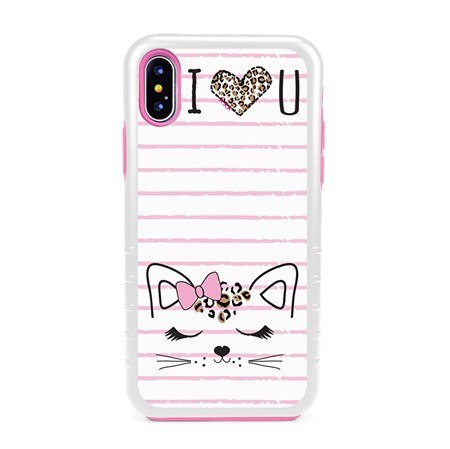 Guard Dog Flirty Kitty Hybrid Phone Case for iPhone XS Max , White with Pink Silicone
