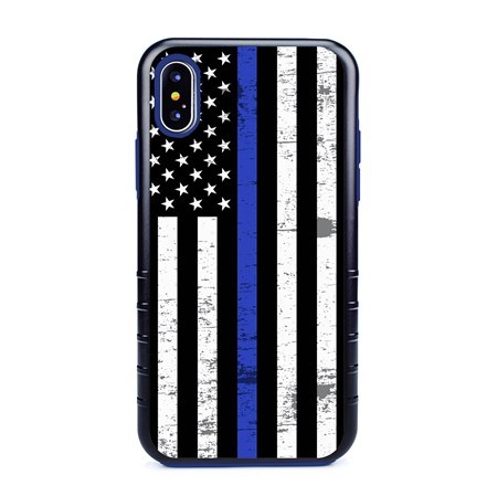 Guard Dog Hero Thin Blue Line Cases for iPhone X / XS with Guard Glass Screen Protector, Black / Blue

