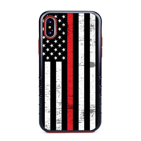 Guard Dog Hero Thin Red Line Cases for iPhone X / XS with Guard Glass Screen Protector, Black / Red
