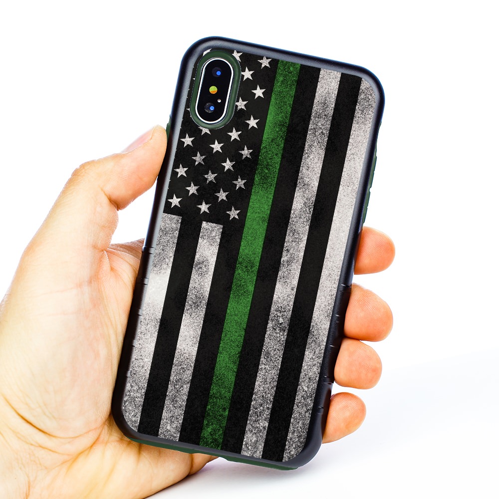 Guard Dog Legend Thin Green Line Cases For Iphone X Xs With Guard Glass Screen Protector Black Green Mobilemars