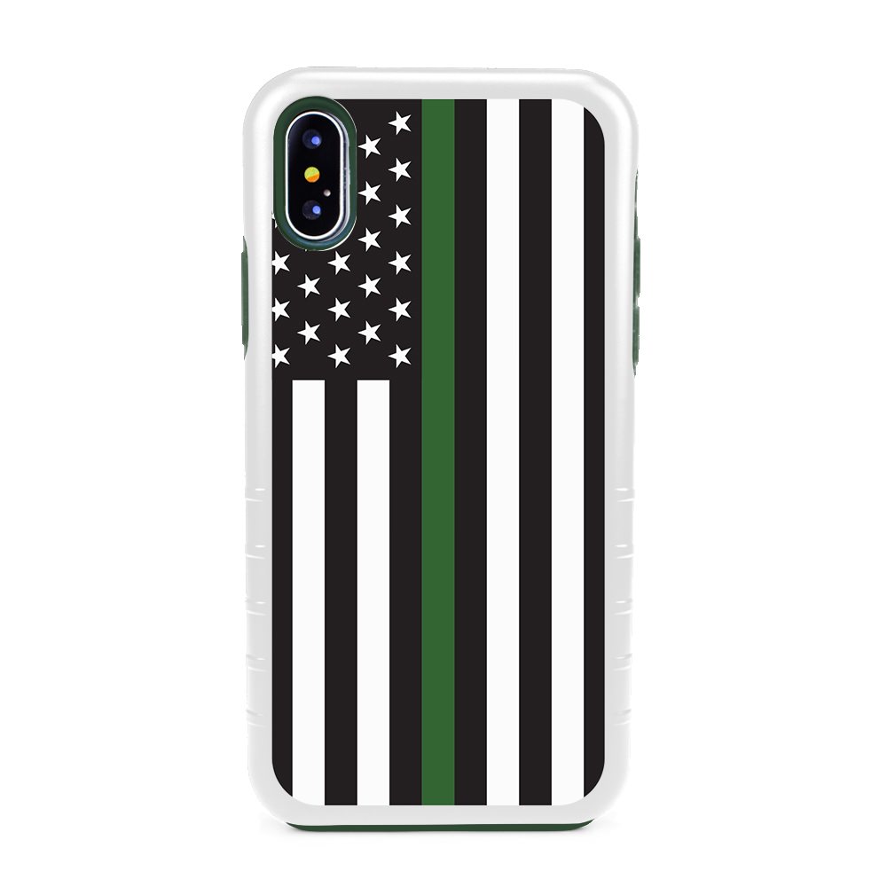 Guard Dog Honor Thin Green Line Cases For Iphone X Xs With Guard Glass Screen Protector White Green Mobilemars