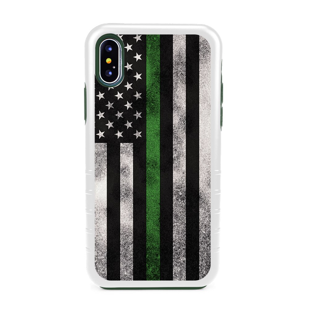 Guard Dog Legend Thin Green Line Cases For Iphone X Xs With Guard Glass Screen Protector White Green Mobilemars