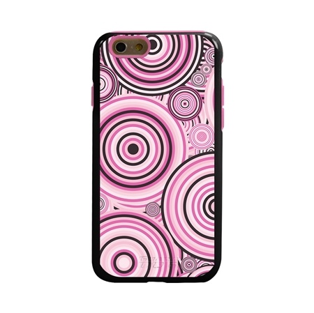 Guard Dog Pink Hybrid Cases for iPhone 6 / 6S , Pink Psychedelic Circles, Black/Pink Silicone
