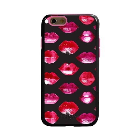Guard Dog Pink Hybrid Cases for iPhone 6 / 6S , Pink Lipstick Kisses, Black/Pink Silicone
