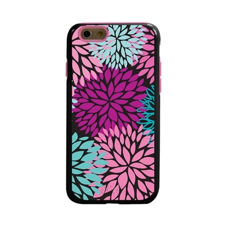 Guard Dog Pink Hybrid Cases for iPhone 6 / 6S , Pink Blooming Flowers, Black/Pink Silicone

