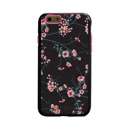 Guard Dog Pink Hybrid Cases for iPhone 6 / 6S , Pink Cherry Blossoms on Black, Black/Pink Silicone
