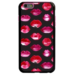 
Guard Dog Pink Hybrid Cases for iPhone 6 Plus / 6S Plus , Pink Lipstick Kisses, Black/Pink Silicone