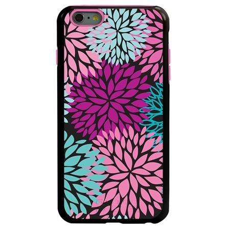 Guard Dog Pink Hybrid Cases for iPhone 6 Plus / 6S Plus , Pink Blooming Flowers, Black/Pink Silicone
