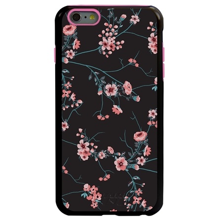 Guard Dog Pink Hybrid Cases for iPhone 6 Plus / 6S Plus , Pink Cherry Blossoms on Black, Black/Pink Silicone
