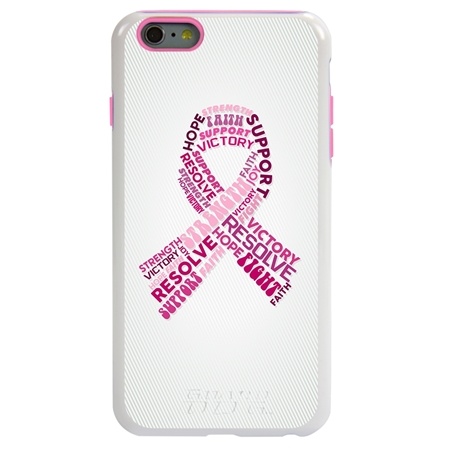 Guard Dog Pink Hybrid Cases for iPhone 6 Plus / 6S Plus , Pink Courage Breast Cancer Ribbon, White/Pink Silicone
