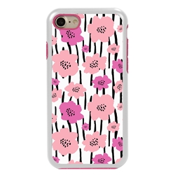 
Guard Dog Pink Hybrid Cases for iPhone 7/8/SE , Pink Poppy Flowers, White/Pink Silicone