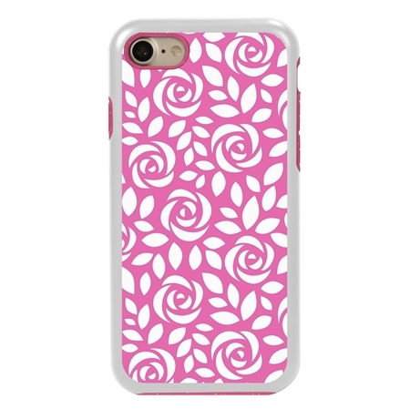 Guard Dog Pink Hybrid Cases for iPhone 7/8/SE , Pink Roses, White/Pink Silicone
