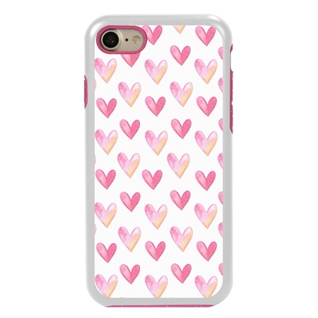 Guard Dog Pink Hybrid Cases for iPhone 7/8/SE , Pink Sweet Hearts, White/Pink Silicone
