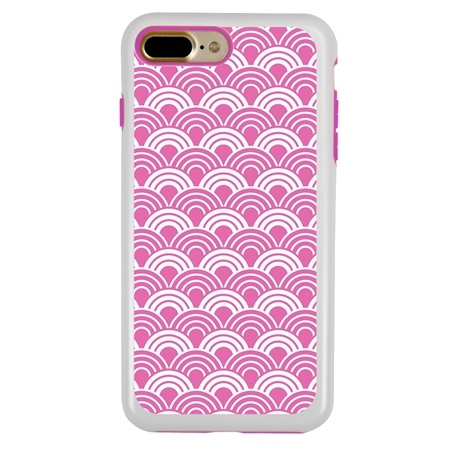 Guard Dog Pink Hybrid Cases for iPhone 7 Plus / 8 Plus , Pink Fan Print, White/Pink Silicone

