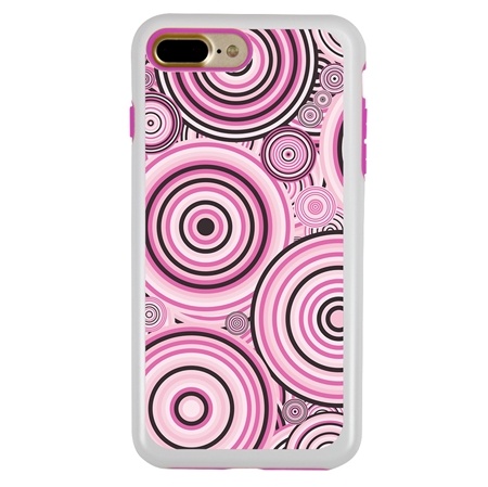Guard Dog Pink Hybrid Cases for iPhone 7 Plus / 8 Plus , Pink Psychedelic Circles, White/Pink Silicone
