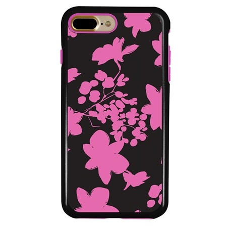 Guard Dog Pink Hybrid Cases for iPhone 7 Plus / 8 Plus , Pink Floral Silhouette, Black/Pink Silicone
