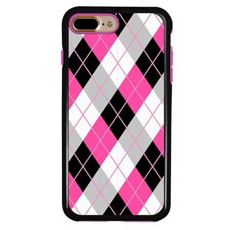 Guard Dog Pink Hybrid Cases for iPhone 7 Plus / 8 Plus , Pink Tartan Plaid, Black/Pink Silicone
