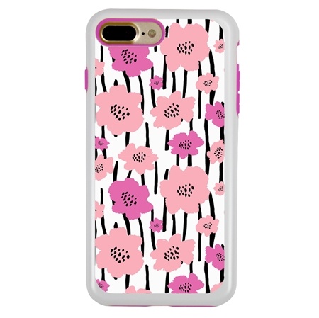 Guard Dog Pink Hybrid Cases for iPhone 7 Plus / 8 Plus , Pink Poppy Flowers, White/Pink Silicone
