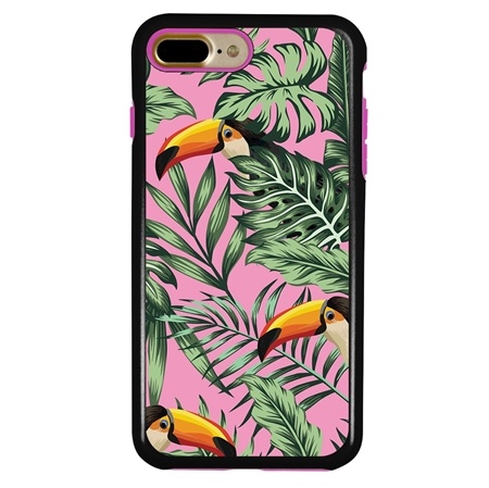 Guard Dog Pink Hybrid Cases for iPhone 7 Plus / 8 Plus , Tropical Toucan on Pink, Black/Pink Silicone
