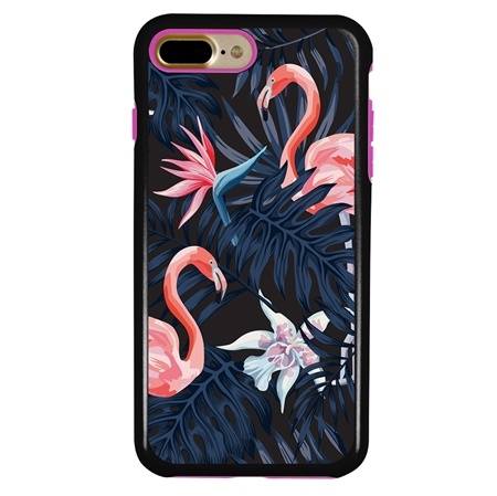 Guard Dog Pink Hybrid Cases for iPhone 7 Plus / 8 Plus , Tropical Pink Flamingo, Black/Pink Silicone
