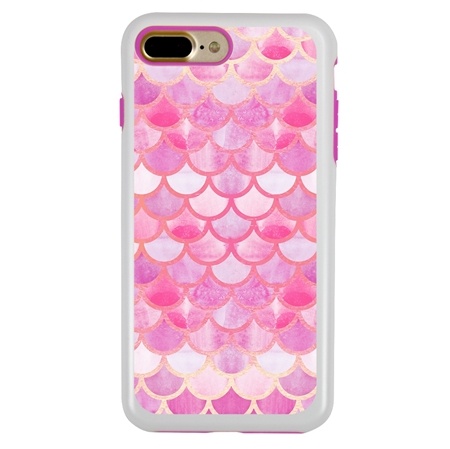 Guard Dog Pink Hybrid Cases for iPhone 7 Plus / 8 Plus , Pink Mermaid Scales, White/Pink Silicone
