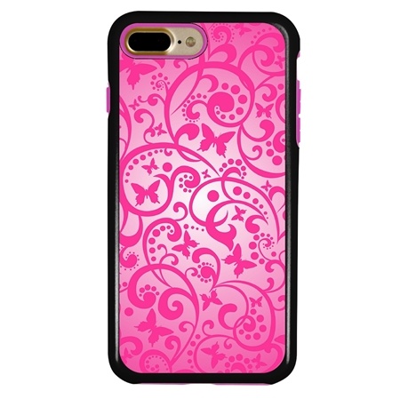 Guard Dog Pink Hybrid Cases for iPhone 7 Plus / 8 Plus , Pink Butterfly, Black/Pink Silicone
