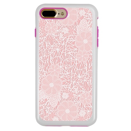 Guard Dog Pink Hybrid Cases for iPhone 7 Plus / 8 Plus , Dusty Rose Pink Lace, White/Pink Silicone
