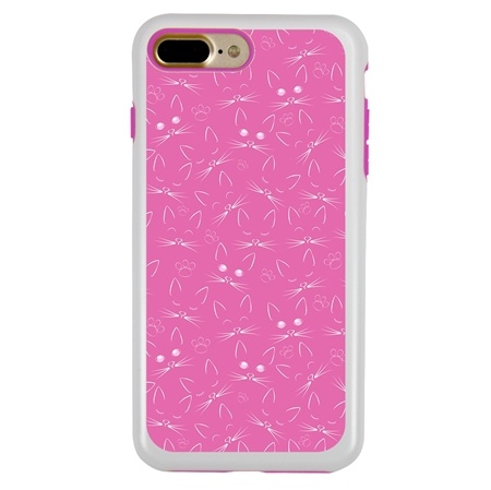 Guard Dog Pink Hybrid Cases for iPhone 7 Plus / 8 Plus , Pretty in Pink Kitties, White/Pink Silicone
