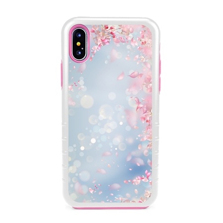 Guard Dog Pink Hybrid Cases for iPhone X / XS , Pink Morning Petals, White/Pink Silicone
