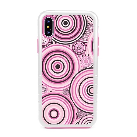 Guard Dog Pink Hybrid Cases for iPhone X / XS , Pink Psychedelic Circles, White/Pink Silicone
