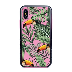 
Guard Dog Pink Hybrid Cases for iPhone X / XS , Tropical Toucan on Pink, Black/Pink Silicone