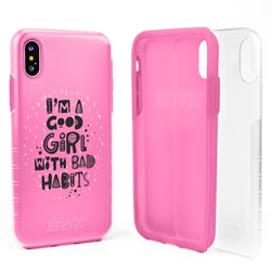 
Guard Dog Pink Hybrid Cases for iPhone X / XS , Bad Pink Habit, Clear/Pink Silicone
