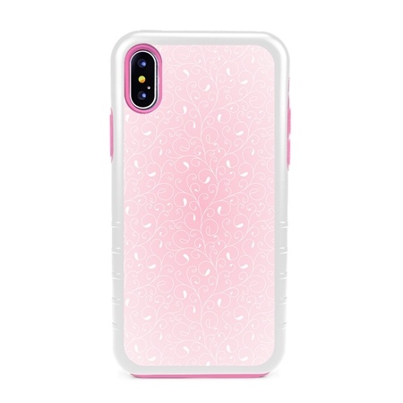 Guard Dog Pink Hybrid Cases for iPhone X / XS , Pale Pink Filigree, White/Pink Silicone
