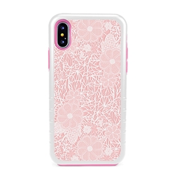 
Guard Dog Pink Hybrid Cases for iPhone X / XS , Dusty Rose Pink Lace, White/Pink Silicone