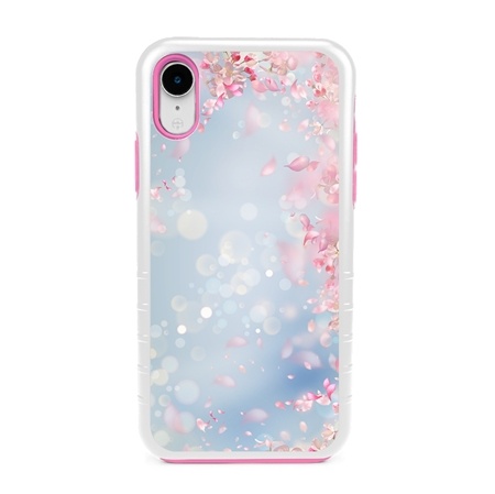 Guard Dog Pink Hybrid Cases for iPhone XR , Pink Morning Petals, White/Pink Silicone
